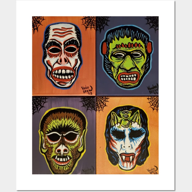 Ben Cooper style monster mask collage Wall Art by Voodoobrew
